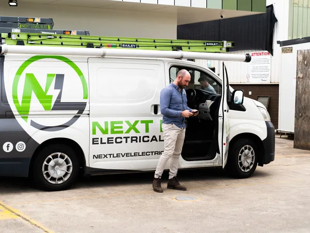 Next Level Electrical technician on a commercial job site